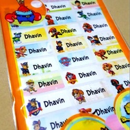Paw Patrol Waterproof Sticker Name Label