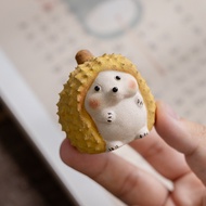 宜兴原矿紫砂榴莲小刺猬精品可养茶宠摆件  茶具茶盘可爱手工茶玩Yixing raw ore purple sand durian small hedgehog boutique can be rais