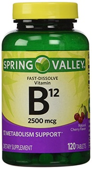 ONLY 1 IN PACK Spring Valley Fast-Dissolve Vitamin B12 2500 Mcg, Metabolism Support, 120 Tablets che