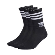 Adidas Black Mid-Tube Socks Basic Sports Men Women Clover (3 Pairs) IL5022