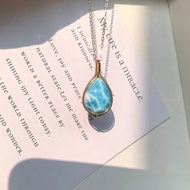 天然大顆海紋石吊墜 14KGF 海紋石項鏈 拉利瑪吊墜 Larimar