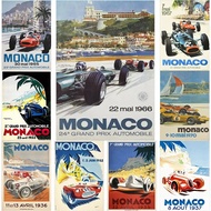 Vintage Monaco F1 Race Car Poster, Canvas Print, Race Track Edition, Racing Wall Art, Home Decoratio