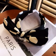 South Korea Dongdaemun Same Product Fabric Double Layer Big Bow Polka Dot Headband Ins Dot Easiest f