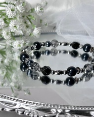 男神款權杖騎士水晶手鍊 - 鐵舒俱萊石/黑曜石/黑髮晶