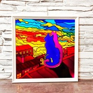 彩虹猫墙艺术装饰爱猫画在玻璃上浪漫的礼物猫爱好者