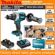 【Factory Direct】2024 Makita DDF481 Brushless Impact Drill Lithium Electric Drill Two-Speed Charging Drill Impact Drill Multifunctional Household Electric Screwdriver Three-in-One Rechargeable Portable Electric Drill Professional Tool