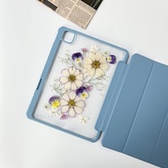 白紫花語手工押花iPad外殼 iPad Air 11寸 13寸 iPad Pro 11寸13