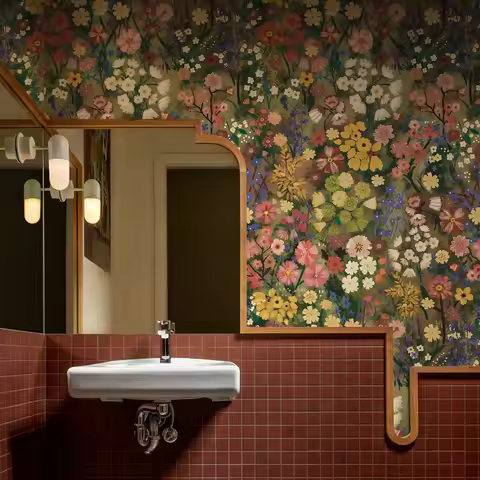 Morden Crush Floral Vinyl Wallpaper Peel And Stick Waterproof Yellow Flower PVC Wall Decal Living Ro