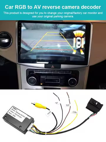 12V Rearview Camera Adapter RGB To AV Reverse Camera Interface Reversing Camera Signal Converter for