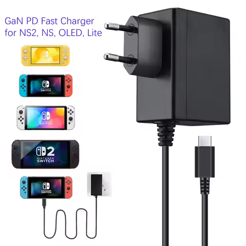 USBC Power Adapter Fast GaN Charger For Switch 2 / Switch / OLED / Lite, Power Supply For NS2 NS Sup
