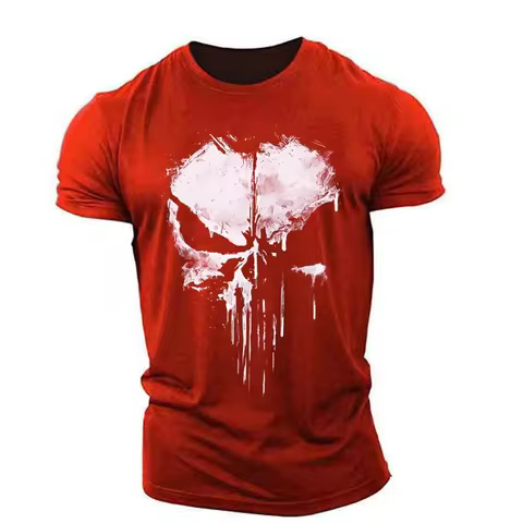 Punisher Skull Men's T-Shirt Harajuku Top Fitness Sportswear Stretch Breathable Oversized Shirt Men'