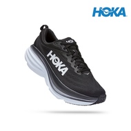 hoka men bondi 8 wide running shoes  black / white D8XL