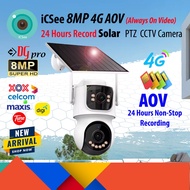 iCSee 8MP Dual Lens 4G Sim Card AOV (ALWAYS ON VIDEO) 24 Hours Non-Stop Recording Solar Battery PTZ 
