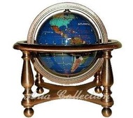 3腳寶石地球儀 卓上擺飾 世界地圖  天然玉石 L012-GT-110