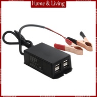AOTO DC Power Adapter with  Clip 12V Vehicle USB Charger for Cellphone 4 Ports Automatically Identif