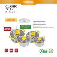 Panci Stainless Steel Susun Tutup Kaca Royalton Tebal Set 4 Pcs