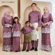 SET FAMILY/SEDONDON WARNA DUSTY PURPLE BAJU KURUNG MODEN SULAM DAN BAJU MELAYU SLIM FIT