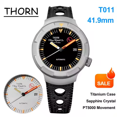 Thorn T011 Mechanical Watch Titanium Case Sapphire PT5000 Automatic Movement Vintage Watch 10Bar Wat