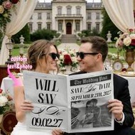 1pc Customized Wedding Newspaper Poster, Personalized Photo & Text Printing, Save The Date Announcem