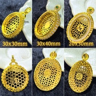 ,,, Gold-Plated Oval S925 Silver Pendant Empty Holder 20 30 30 40 Handmade DIY Egg-Faced Gem Bezel I