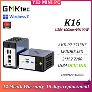 GMKTec K16 MINI PC AMD Ryzen 7 7735HS Radeon 680M LPDDR5 32G 2*M.2 2280 USB4 Oculink Desktop Gaming 