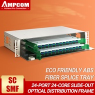 AMPCOM 24-Core ODF Optical Distribution กรอบ Optic Patch แผง LC SC FC เดี่ยวโหมดหลายโหมด OS2 OM2 OM3