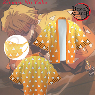 ฟรีหน้ากาก Anime Demon Slayer Kimetsu No Yaiba Cosplay Agatsuma Zenitsu Costume เด็กผู้ใหญ่เสื้อคลุม