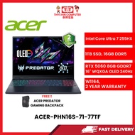 ACER-PHN16S-71-77TF-INTELCOREULTRA7-255HX,16GBR5,1TBSSD,RTX50608GVR7,16"WQXGA,W1164,2YRS,H&S