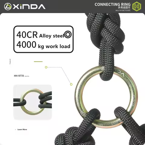 Xinda 40KN Alloy Steel Climbing Rappel Ring 25KN Aluminium Alloy Slackline Hammock Pack Mountaineeri