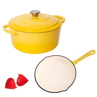 【ชส่งภายใ 24นม】Enamel cast iron pot French saucepan soup pot deep hot pot saucepan 20cm/22cm/24cm cool colored cast iron pot