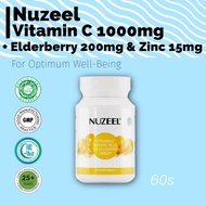 Nuzeel Vitamin C 1000mg with Elderberry 200mg & Zinc 15mg 60s | For Optimum Well-Being [12/26]