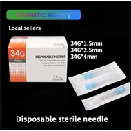 50/100pcs COD Beauty needle 34G1.5mm 34G2.5mm 34G4mm  Sterile Hypodermic Beauty tools Needle Local d