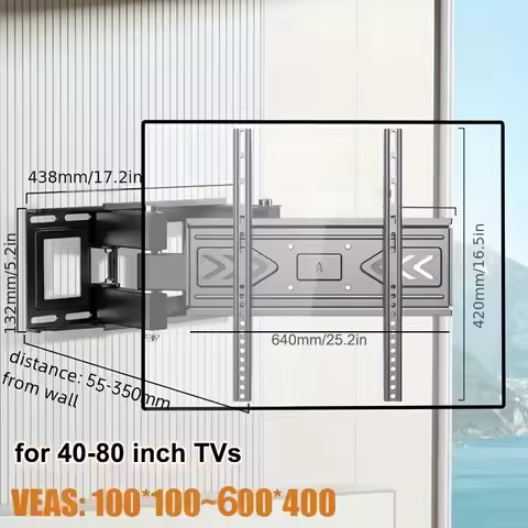 Full Motion TV Wall Mount for Most 40-80 inch TV Swivel Tilt Mount with Dual Articulating Arms Up to