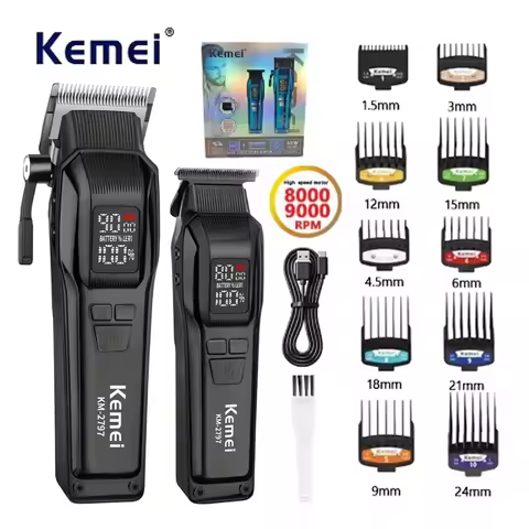 Kemei Professional Electric Hair Clipper Kit Rechargeable Hair Trimmer Shaver For Men USB Charging B