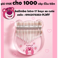 [MUA 1 TẶNG 1] ĐÀN KALIMBA TRONG SUỐT PHA LÊ ACRYLIC IN HÌNH GẤU DÂU LOTSO CAO CẤP
