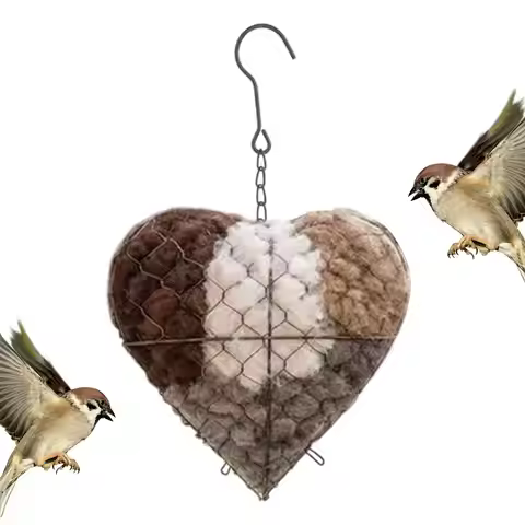 Heart Refillable Hangable Bird Nesting Hummingbird Houses Nester Winter Shelter Handmade Alpaca Bird