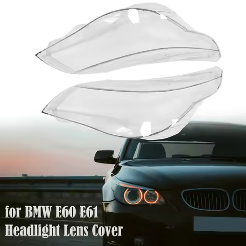 1Pair Front Headlamp Lens Cover For BMW 5-Series M5 E60 E61 525i 530i 545i 550i 2003-2010 Left+Right
