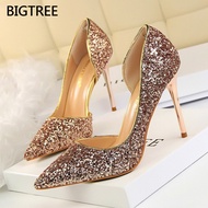 [9.5cm] BIGTREE Women's Stiletto High Heels Pointed Toe 868-8 Sexy Shallow Mouth Women's Shoes