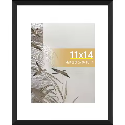 11x14 Picture Frame for 8x10 with Mat or 11x14 Without Mat, Black Wall Hanging Photo Frame