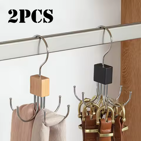 Multi-Function Rotating Hanger Rotating Wooden Rack Wardrobe Hanger Bag Hanger with Stainless Steel 