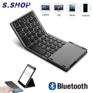 Portable Mini Three Folding Bluetooth Keyboard Wireless Foldable Touchpad Keypad for IOS Android Windows ipad Tablet