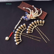 WMES1 Chinese Style Hairpin, Tassel Pearl Hanfu Hair Stick, Retro Phoenix Flower Hair Sticks for Buns Hanfu Headwear Girl Hair Accessories