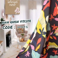 kain rayon viscose motif daun