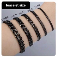 GELANG TITANIUM MODEL RANTAI JARANG WARNA HITAM ANTI KARAT PRIA WANITA