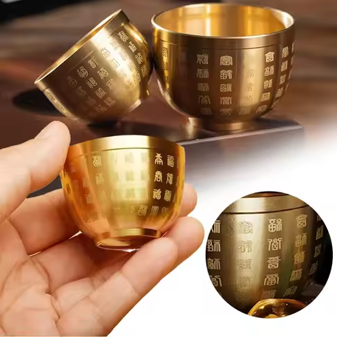 Brass Hundred Blessings Bowl Fortunate Attract Wealth Good Luck Copper Cups Magical Treasure Bowls S
