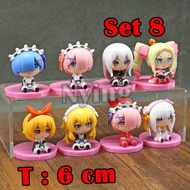 Action Figure Re-Zero kara hajimeru isekai Seikatsu set 8pcs
