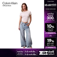 CALVIN KLEIN เสื้อยืดคอกลมแขนสั้นผู้หญิง Allover Monogram Logo ทรง Regular รุ่น 44C206G XE5 - สีครีม