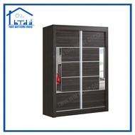 [READY STOCK] Twin Win 4 Feet Sliding Wardrobe/4 Kaki Almari (Assembled Item)(Siap pasang) - Wenge
