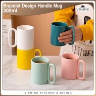 VISHINE Nordic Ceramic Mug Drinkware Coffee Mug Bracelet Design Handle Water Mug Macaron Color Mug