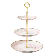 MARBLE THREE-LAYER CAKE TIER PLATE / PIRING KUE MARBEL 3 TINGKAT / TEMPAT KUE BERTINGKAT WADAH KUE